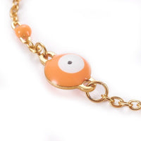 Stainless Steel Enamel Chain Bracelet Lobster Evil Eye Gold Adjustable 2mm A110