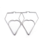 201 Stainless Steel Hoop Earrings Heart Stainless Steel Color 1.7" to 3.4" P541