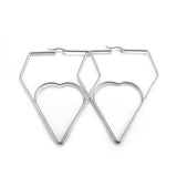 201 Stainless Steel Hoop Earrings Heart Stainless Steel Color 1.7" to 3.4" P541