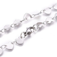 Stainless Steel Link Chain Necklaces Lobster Heart Gold 16.53 inches 42cm Z558