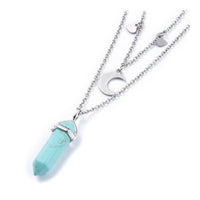 Malachite Bullet Pendant Necklace 316 Stainless Steel Lobster Clasp 16" Z509