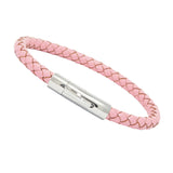 Unisex Men's Genuine Leather Stainless Steel Magnetic Clasp Bracelet Pink