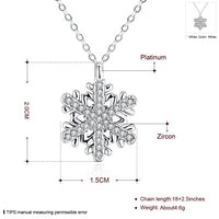 Rose Platinum Plated Necklace Pendant Snow Flake 20 Inches 1MM Lobster B129