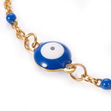 Stainless Steel Enamel Chain Bracelet Lobster Evil Eye Gold Adjustable 2mm A110