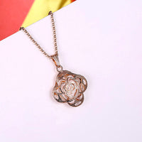 Yellow Gold Plated Necklace Pendant Flower Drop 19 Inches 1MM Lobster Clasp B301