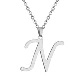 Stainless Steel Women's Unisex 18 Inch Necklace Pendant Letter Lobster Clasp S2