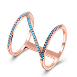 Rose Gold Platinum Plated Plated Knuckle Ring Kallaite Stone Blue B508