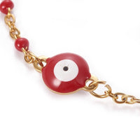 Stainless Steel Enamel Chain Bracelet Lobster Evil Eye Gold Adjustable 2mm A110