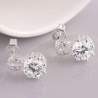Sterling Silver Plated Earrings Butterfly Stud Zirconia  Push Back Clasp L691
