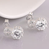 Sterling Silver Plated Earrings Butterfly Stud Zirconia  Push Back Clasp L691
