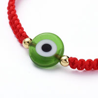 Adjustable Nylon Thread Braided Bead Bracelet Handmade Evil Eye Gold Z143