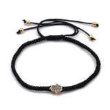 Adjustable Nylon Braided Stainless Steel Bracelet Hamsa Fatima Black Red Z149