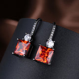 Platinum Plated Earrings Drop Dangle AAA Zirconia Red Fish Hook Clasp L663