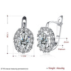 Platinum Plated Earrings  Hoop Huggies AAA Zirconia Latch Back Clasp L583