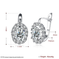 Platinum Plated Earrings  Hoop Huggies AAA Zirconia Latch Back Clasp L583
