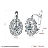 Platinum Plated Earrings  Hoop Huggies AAA Zirconia Latch Back Clasp L583
