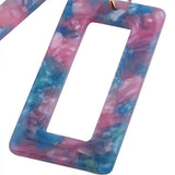 Ear Studs Alloy Cellulose Acetate(Resin) Rectangle Blue 50x20mm Pin 0.7mm  P573