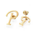 Stainless Steel Pendant 2" Earrings Necklace 17.7" Set Alphabet Letter Gold P814