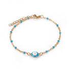 Stainless Steel Enamel Chain Bracelet Lobster Evil Eye Gold Adjustable 2mm A110
