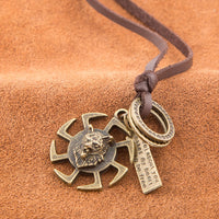 Genuine Leather Necklace Pendant  Adjustable Size Slide Clasp B469