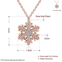 Rose Platinum Plated Necklace Pendant Snow Flake 20 Inches 1MM Lobster B129