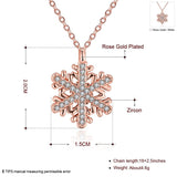 Rose Platinum Plated Necklace Pendant Snow Flake 20 Inches 1MM Lobster B129