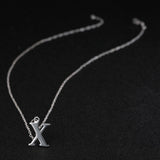 Sterling Silver Plated Necklace Women Pendant Initial Letter Alphabet B375