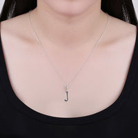 Sterling Silver Plated Necklace Women Pendant Initial Letter Alphabet B375