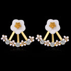 Yellow Gold Platinum Plated Earrings Drop Dangle AAA Zirconia  Stud Clasp L827