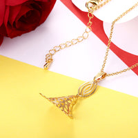 Yellow Gold Plated Necklace Pendant Flower Drop 19 Inches 1MM Lobster Clasp B299