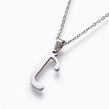 Stainless Steel Set Stud Earring Pendant Necklace Alphabet Letter 17.7" P495