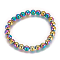 Electroplated Non-magnetic Hematite Stretch Bracelet Purple 6mm Z202