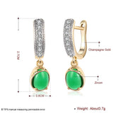 Platinum Plated Earrings Drop Dangle AAA Zirconia Blue Latch Back Clasp L591