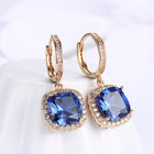 Yellow Gold Platinum Plated Earrings  Drop Dangle Zirconia Latch Back Clasp L594