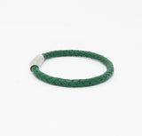 Unisex Men's Genuine Leather Stainless Steel Magnetic Clasp Bracelet Green