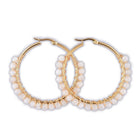 Hoop Earrings Stone Beads Gold Stainless Steel Hoop 50mm Pin 0.6x1mm  P602