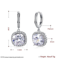 Yellow Gold Platinum Plated Earrings  Drop Dangle Zirconia Latch Back Clasp L594
