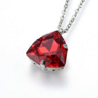 Stainless Steel Set Pendant Necklace Earrings Zirconia Drop Blue Red 18" P745