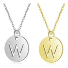 Stainless Steel Initial Pendant Necklace Alphabet Silver Gold Letter 16" A416