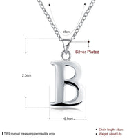 Sterling Silver Plated Necklace Women Pendant Initial Letter Alphabet B375