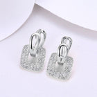 Platinum Plated Earrings  Drop Dangle AAA Zirconia Latch Back Clasp L577