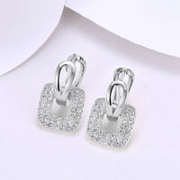 Platinum Plated Earrings  Drop Dangle AAA Zirconia Latch Back Clasp L577