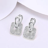 Platinum Plated Earrings  Drop Dangle AAA Zirconia Latch Back Clasp L577