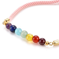 Chakra Adjustable Nylon Cord Slider Bracelet Bracelet Gemstone Gold Blue Z155