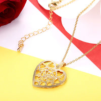 Yellow Gold Platinum Plated Necklace Women's Pendant Heart Lobster Clasp B281