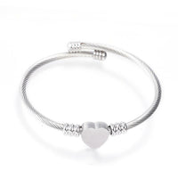 316 Stainless Steel Torque Bangles Heart Flexible Rose Gold Silver 2.2" P281