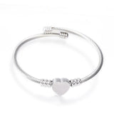 316 Stainless Steel Torque Bangles Heart Flexible Rose Gold Silver 2.2" P281