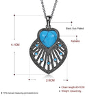 Platinum Plated Necklace Pendant Heart Kallaite  Blue 18 Inches 1MM Lobster B190