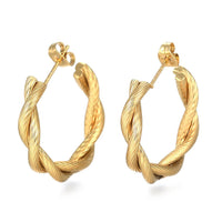 Stainless Steel Half Hoop Earrings Stud  Hypoallergenic Twisted Ring Gold Z277