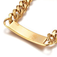 304 Stainless Steel Cuban Chain Bracelet ID Bracelet Lobster Gold 8.5" 10m  A109